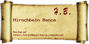 Hirschbein Bence névjegykártya